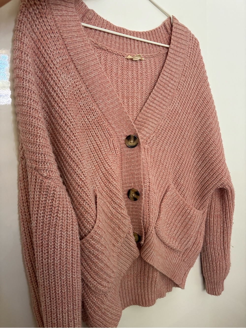 Garage Rose Pink Chunky Button Cardigan